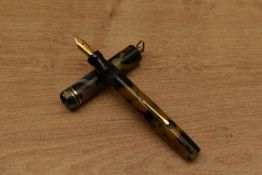 A Good Service Pen Co, Chicago lever fill fountain pen in Cream and Black with two narrow bands to a