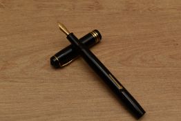 A Conway Stewart 388 lever fill fountain pen in Black with two narrow and one broad cap band