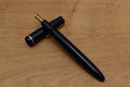 A Parker Duofold Aerometric fill fountain pen in Blue with single decorative cap band having a