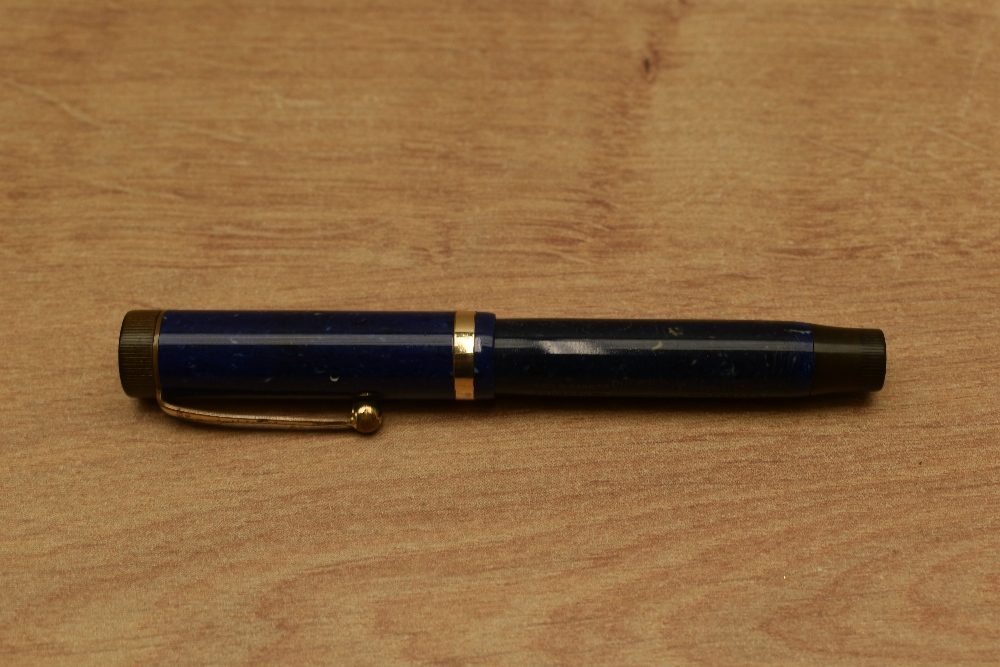 A Parker Duofold Junior button fill fountain pen in Lapis Lazuli with a single band to Flat Top - Image 3 of 3
