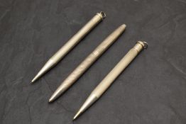 Three Hallmarked Silver pencils. Two Lady Yard O Lette and an un named ladies pencil. 49g