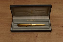 A boxed Parker 75 converter fill fountain pen in gold plate Millerais having Parker 585m France nib