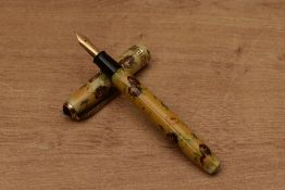 A rare Conway Stewart 22 Floral lever fill fountain pen with Greek Key cap band having Conway
