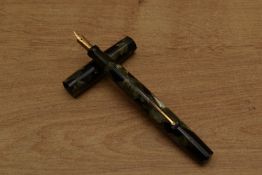 A Mabie Todd & Co Blackbird BB2 45 lever fill fountain pen in Grey marble with bandless cap having