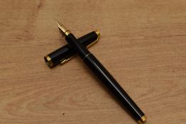 A Parker 75 converter fill fountain pen in Black Laque having Parker 585 France nib