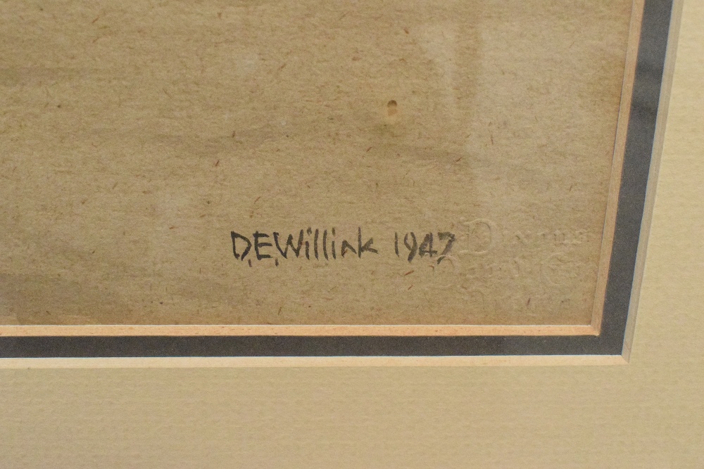 *Local Interest* D.E Willink (British 20th Century) Watercolour, a monochromatic study of a farm - Image 4 of 5