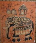 Henry (20th Century) Sri Lankan batik on fabric, a vibrant depiction of an embellished elephant in