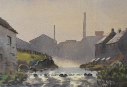 Ebenezer John Woods Prior (British 1914-1988) Watercolour 'River Worth - Keighley', an industrial