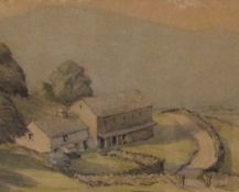 *Local Interest* D.E Willink (British 20th Century) Watercolour, a Lake District farm study,