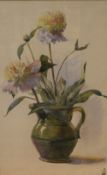 A 20th Century Watercolour, still life study, a jug of white peonies, artist's monogram (F.M.U?)