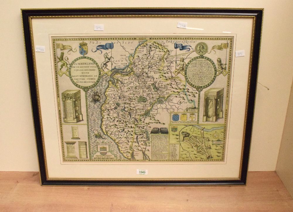 *Local Interest* A hand colourised map depicting 'Cumberland and the Ancient Citie of Carlile - Image 2 of 6