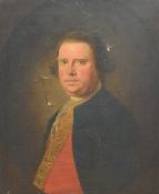 A 19th century oil on canvas portrait of an English gentleman in formal period attire, unsigned or