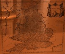 After Robert Morden (British 1650 - 1703) Print on copper 'England', within fluted wooden frame,
