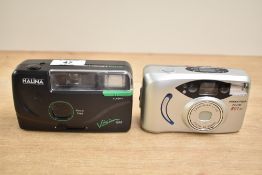 Two Cameras. A Praktica 801 AF Zoom, and a Halina Vision XM