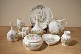 A small selection of 20th-century Aynsley fine bone china 'Wild Tudor' ware, featuring delicate,