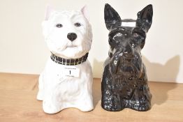 Two 20th-century Royal Adderly bone china Scotch Whisky decanters, to feature a black Scottish