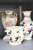 A large octagonal Mason's Mandalay' vase 30cm and planter sold along with a Chinese style vase