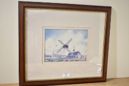 A 20th-century framed print after Tom Eccles, to feature a rural windmill scene, facsimile to bottom