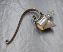 A Victorian silver claret jug top and handle, having a lidded narrow spout with scroll handle,