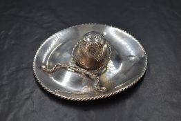 A Mexican novelty silver sombrero, marked 925 to the underside, 12cm diameter x 4.5cm tall, 61g