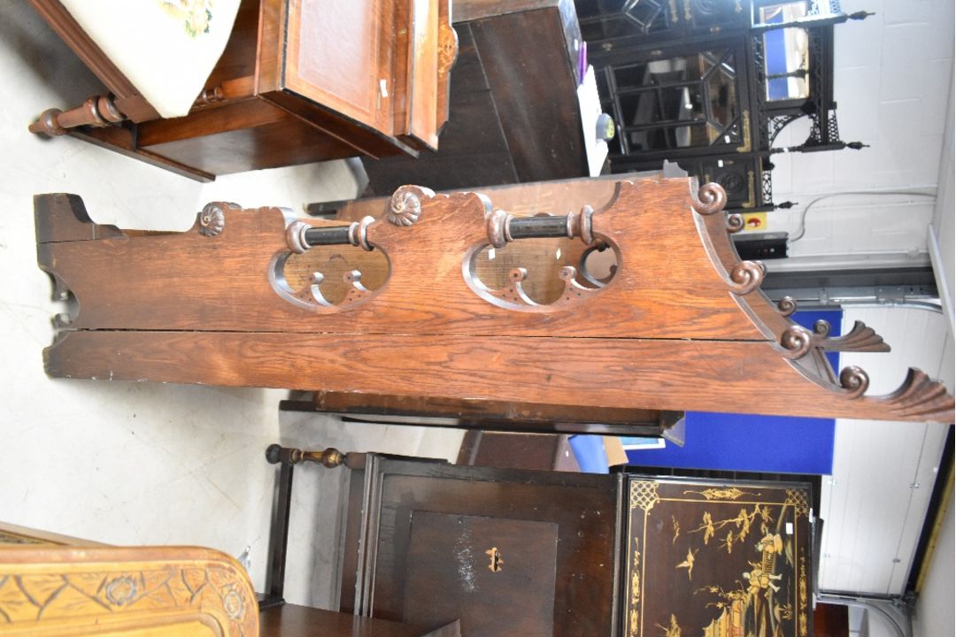 A Victorian oak bookcase in the Gothic style, labelled to reverse for Christopher Pratt & Sons, - Image 7 of 9