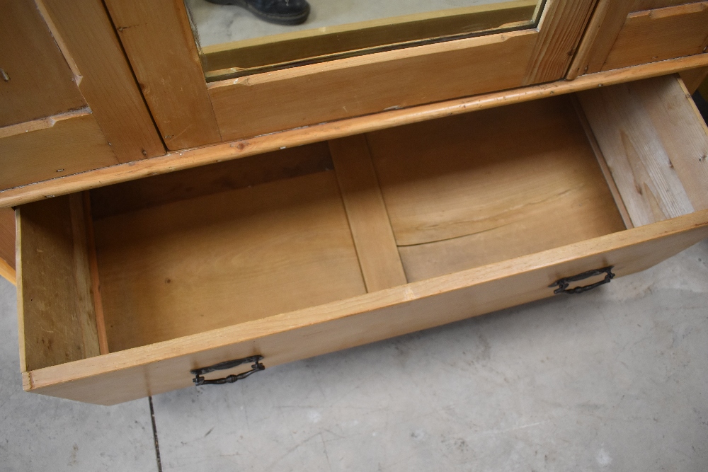 A Victorian reclaimed style pine mirror door wardrobe having drawer to base , height approx. 197 - Image 3 of 3