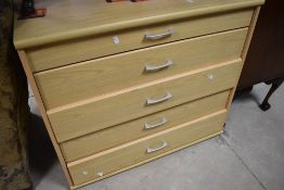 Two laminate bedroom chests of five long drawers, width approx. 94cm