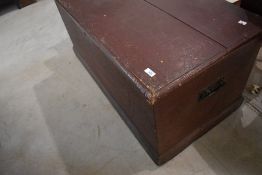 A 19th Century stained pine bedding box, having internal candle box (drawers missing), dimensions