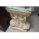 A pair of resin stonework console table legs of ornate form , having glass top, overall dimensions - Image 2 of 2