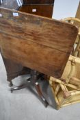 A Victorian mahogany snap top occasional table on turned column and triple splay legs, approx. 56