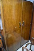 An early to mid 20th Century walnut wardrobe, width approx 122cm