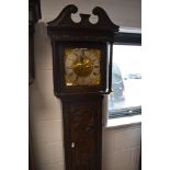 An 18th Century and later oak long cased clock , having heavily carved case with Red Lion (tavern)