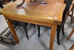 An early to mid 20th Century oak square drawer leaf table, on square legs, width approx. 84cm
