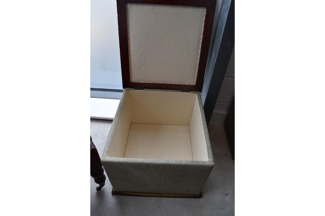 A Victorian and later ottoman stool having mahogany edging and dralon upholstery, approx - Image 2 of 2