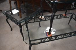 Three good quality modern coffee tables (two rectangular, one square) having heavy glass top and