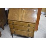 An early 20th Century bleached mahogany bureau, width approx. 76cm