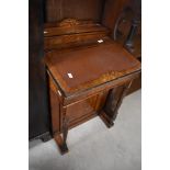 A Victorian Davenport style writing desk of small proportions, width 53cm