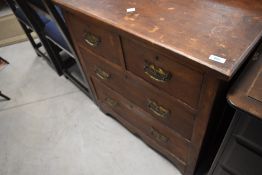 A Victorian stained pine chest of two over two drawers, dimensions approx. width 75cm depth 43cm