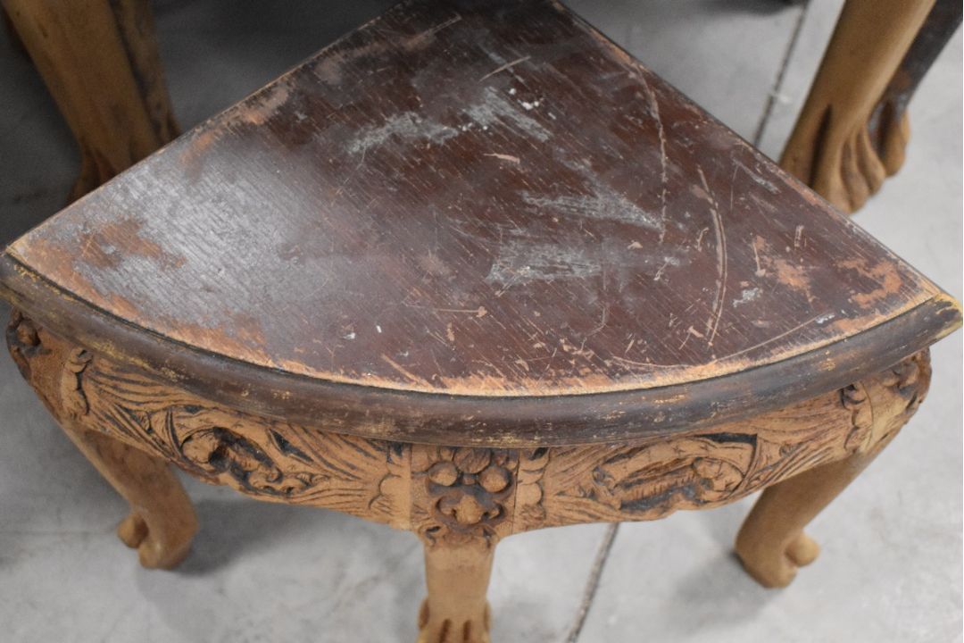 An Oriental coffee table , having four smaller nesting tables under, faded to edges and wear to - Image 2 of 2