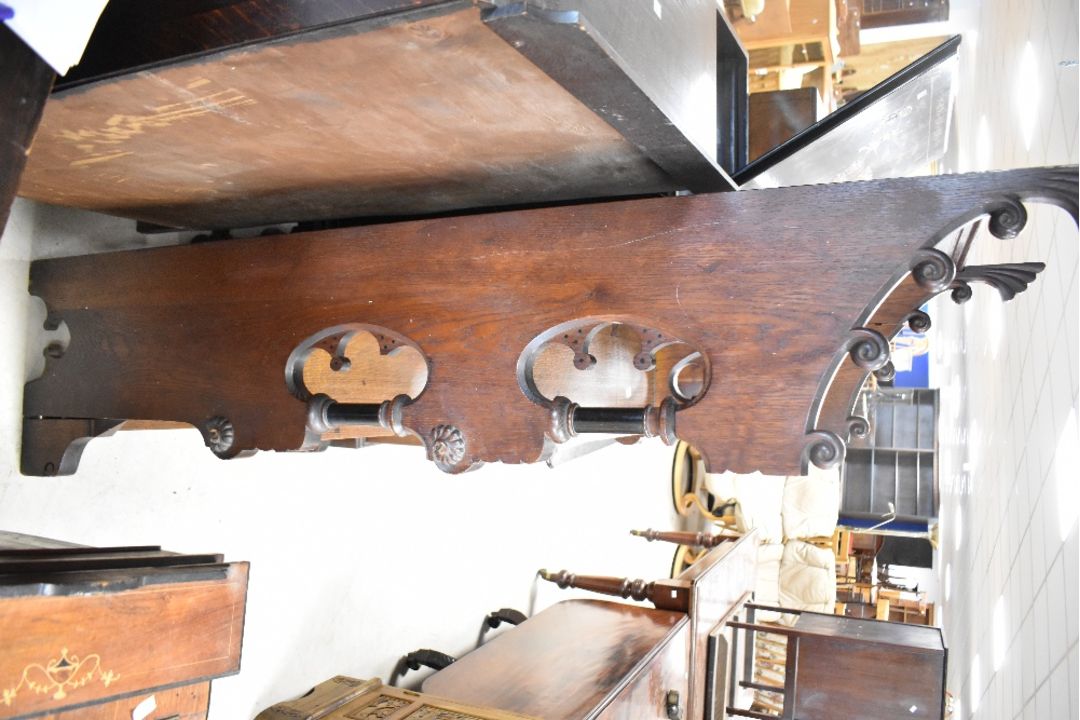 A Victorian oak bookcase in the Gothic style, labelled to reverse for Christopher Pratt & Sons, - Image 5 of 9