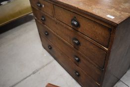 A 19th Century oak chest of two short over three long drawers , approx dimensions. Width 110 depth
