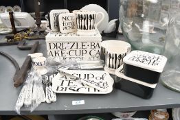 A selection of Emma Bridgewater pottery 'Black Toast' wares, to feature a small quantity of cutlery