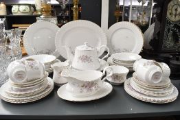 A selection of Royal Stafford 'Young Summer' bone china tableware, featuring delicate pink floral