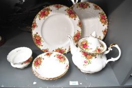 A small selection of 20th-century Royal Albert 'Old Country Rose' bone china wares, featuring a