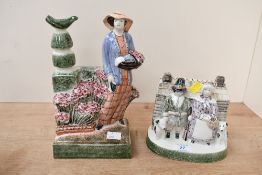 Two vintage Rye Pottery figurines, to feature 'The Settlers' after Joan de Bethel and 'The Country