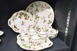 A small quantity of 20th-century bone china strawberry-themed tableware, to feature a Wedgwood 'Wild