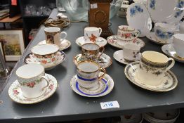 A selection of late 19th to 20th-century bone china teacups and saucers; to include a Minton '