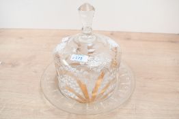 A Victorian glass bell/dome, featuring delicate hand painted lily of the valley floral decoration