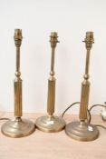 Three contemporary Laura Ashley Home brass Victorian-style table lamp bases, to feature Corinthian