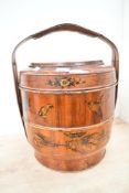 A large early to mid 20th-century Chinese bamboo and lacquered wood wedding basket, featuring